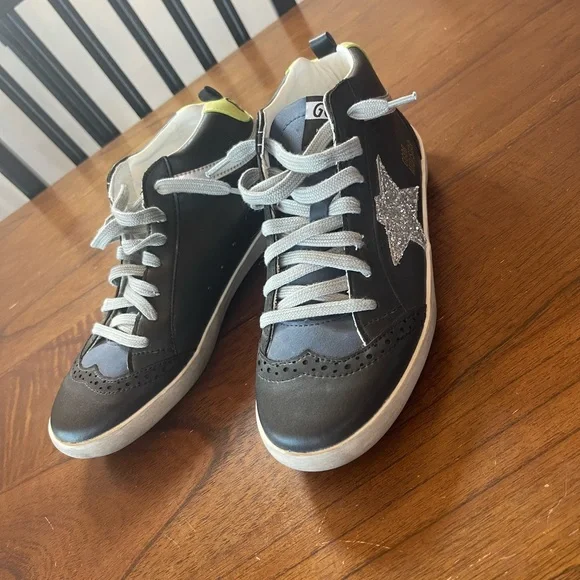 Golden Goose Black and Silver Glitter Sneakers - Picture 2 of 8